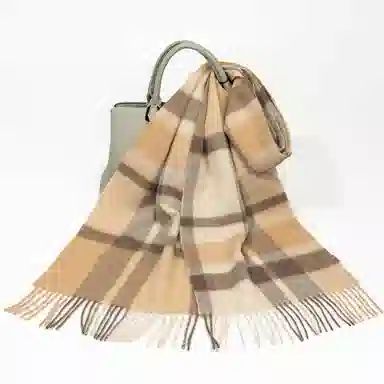 一米画纱 柔软亲肤长款加厚保暖时尚休闲气质格纹流苏潮流舒适 绵羊毛 绒线围巾 男女同款情侣款