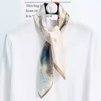 一米画纱 丝绸质感花卉图案国风印花真丝方巾踏青郊游装饰领巾拍照搭配 桑蚕丝 丝巾 女款