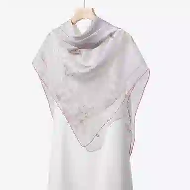 一米画纱 清新飘逸气质外搭披肩大方巾优雅亲肤外出真丝雪纺喷绘防晒 桑蚕丝 丝巾 女款