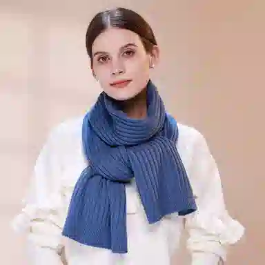 一米画纱 简约可爱舒适时尚加厚针织保暖纯色小巧防风防寒脖套外搭大衣 绵羊毛 绒线围巾 男女同款情侣款