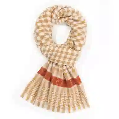 一米画纱 温暖柔软优雅舒适日式暖糯厚实色织格细腻亲肤保暖披肩青春洋气时尚 绵羊毛 绒线围巾 女款