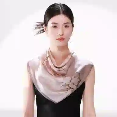 一米画纱 丝绸质感花卉图案国风印花真丝方巾踏青郊游装饰领巾拍照搭配 桑蚕丝 丝巾 女款