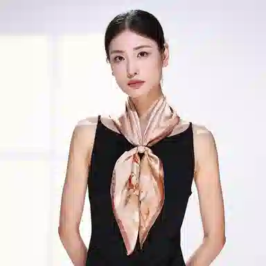 一米画纱 丝绸质感花卉图案国风印花真丝方巾踏青郊游装饰领巾拍照搭配 桑蚕丝 丝巾 女款