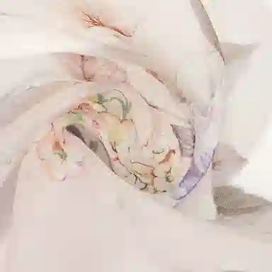 一米画纱 国风花卉轻盈透气旅游拍照外搭真丝雪纺喷绘长巾出行遮阳纱巾 丝巾 桑蚕丝 女款