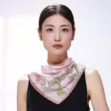一米画纱 优雅中式花朵图案精致真丝材质高品质斜纹绸印花方巾如画系列 桑蚕丝 丝巾 女款