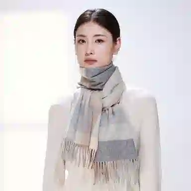 一米画纱 柔软触感经典格纹加厚保暖舒适格子条纹撞色流苏 山羊绒 绒线围巾 男女同款情侣款