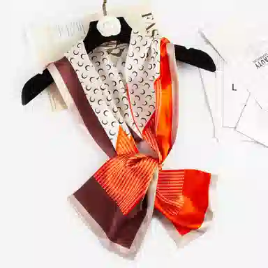 一米画纱 时尚百搭真丝双层喷绘飘带优雅气质长条领巾轻盈装饰 桑蚕丝 丝巾 女款