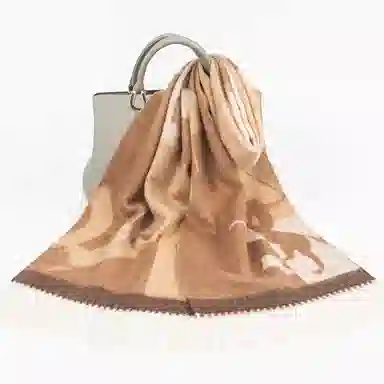 一米画纱 优雅保暖高级气质提花粗纺工艺加厚保暖高端轻奢优雅流苏 山羊绒 绒线围巾 女款