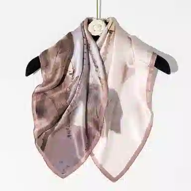 一米画纱 丝绸质感花卉图案国风印花真丝方巾踏青郊游装饰领巾拍照搭配 桑蚕丝 丝巾 女款