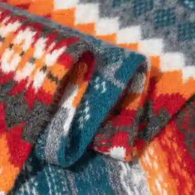 一米画纱 色彩斑斓针织工艺北欧风高级气质撞色条纹提花时尚外搭保暖护颈 绵羊毛 绒线围巾 男女同款情侣款