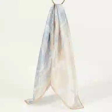 一米画纱 丝绸质感花卉图案国风印花真丝方巾踏青郊游装饰领巾拍照搭配 桑蚕丝 丝巾 女款