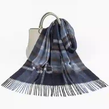 一米画纱 柔软亲肤长款加厚保暖时尚休闲气质格纹流苏潮流舒适 绵羊毛 绒线围巾 男女同款情侣款