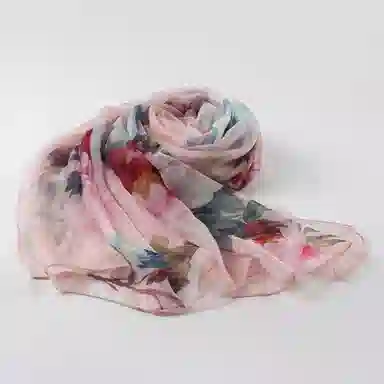 一米画纱 田园花卉轻盈飘逸中式浪漫雪纺真丝沙巾丝滑细腻披肩 桑蚕丝 丝巾 女款