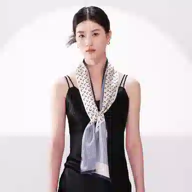 一米画纱 时尚百搭真丝双层喷绘飘带优雅气质长条领巾轻盈装饰 桑蚕丝 丝巾 女款