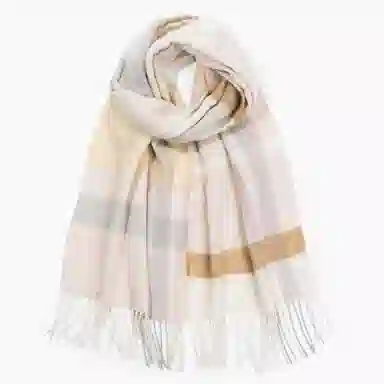 一米画纱 柔软触感经典格纹加厚保暖舒适格子条纹撞色流苏 山羊绒 绒线围巾 男女同款情侣款