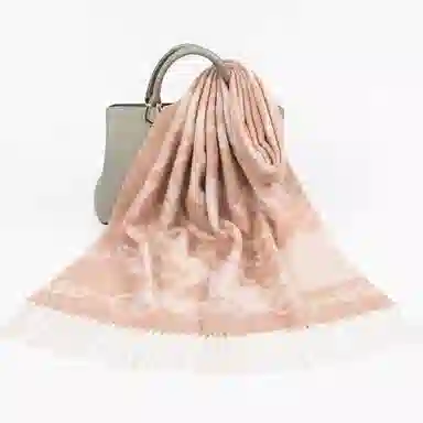 一米画纱 优雅保暖高级气质提花粗纺工艺加厚保暖高端轻奢优雅流苏 山羊绒 绒线围巾 女款