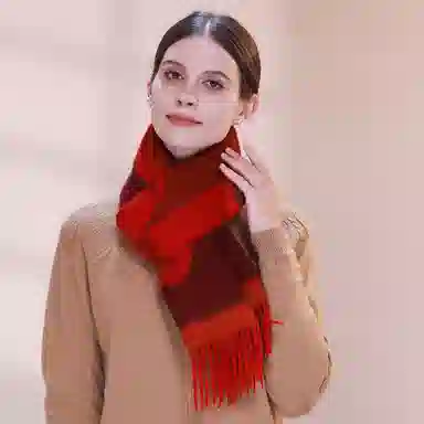 一米画纱 优雅保暖高级气质提花粗纺工艺加厚保暖高端轻奢优雅流苏 山羊绒 绒线围巾 女款