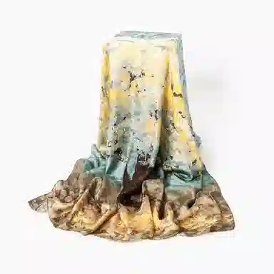 一米画纱 国风古典花卉真丝高级感提花浪漫色彩长巾外出轻盈飘逸披肩 桑蚕丝 丝巾 女款