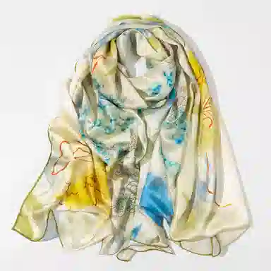 一米画纱 轻奢古典清新国风优雅印花奢靡系列气质旗袍 桑蚕丝 丝巾 女款