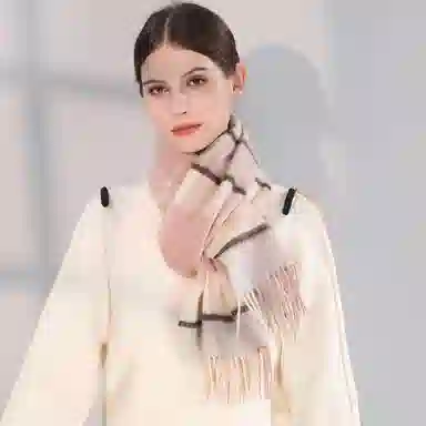 一米画纱 柔软亲肤长款加厚保暖时尚休闲气质格纹流苏潮流舒适 绵羊毛 绒线围巾 男女同款情侣款