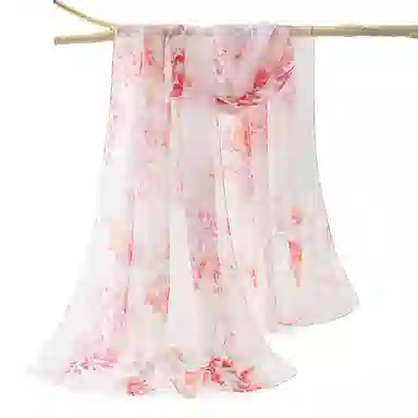 一米画纱 田园花卉轻盈飘逸中式浪漫雪纺真丝沙巾丝滑细腻披肩 桑蚕丝 丝巾 女款