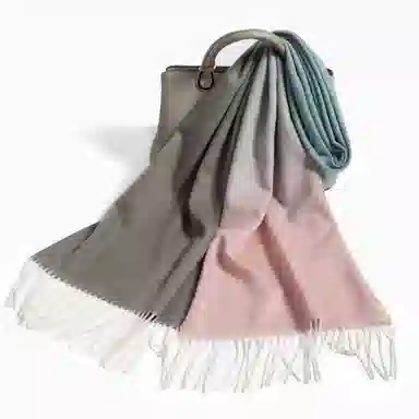 一米画纱 高级感小众气质流苏渐变时尚加厚保暖外搭防寒粗纺工艺 山羊绒 绒线围巾 女款