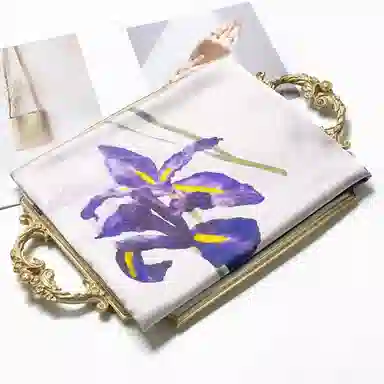 一米画纱 丝绸质感花卉图案国风印花真丝方巾踏青郊游装饰领巾拍照搭配 桑蚕丝 丝巾 女款