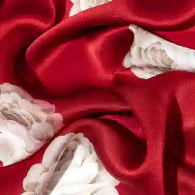 一米画纱 丝绸质感花卉图案国风印花真丝方巾踏青郊游装饰领巾拍照搭配 桑蚕丝 丝巾 女款