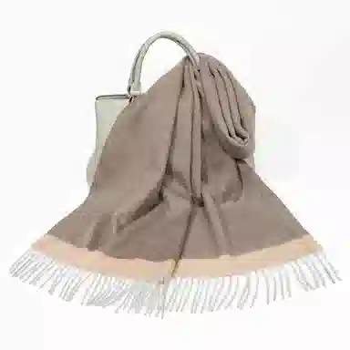 一米画纱 双面双色美拉德风高品质个性流苏外搭时尚加厚保暖轻奢舒适 山羊绒 绒线围巾 女款