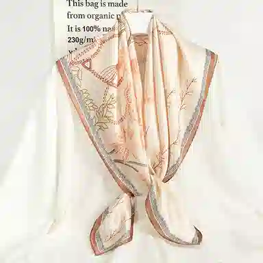 一米画纱 婉约江南中式真丝大方巾时尚印花舒适独特图案优雅百搭 桑蚕丝 丝巾 女款