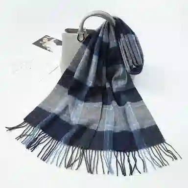 一米画纱 柔软亲肤长款加厚保暖时尚休闲气质格纹流苏潮流舒适 绵羊毛 绒线围巾 男女同款情侣款