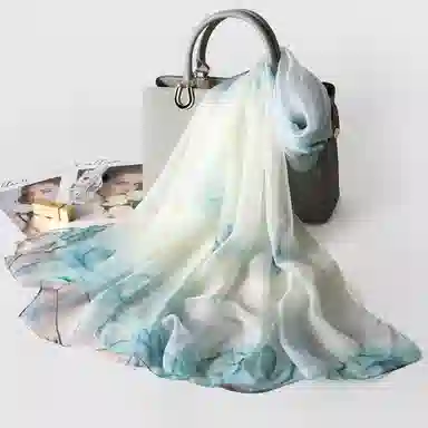 一米画纱 田园花卉轻盈飘逸中式浪漫雪纺真丝沙巾丝滑细腻披肩 桑蚕丝 丝巾 女款