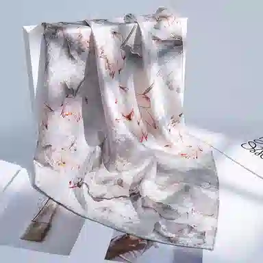 一米画纱 中式古典花园系列复古花萝方巾外搭出游气质国风双面双色 桑蚕丝 丝巾 女款