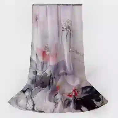 一米画纱 田园花卉轻盈飘逸中式浪漫雪纺真丝沙巾丝滑细腻披肩 桑蚕丝 丝巾 女款