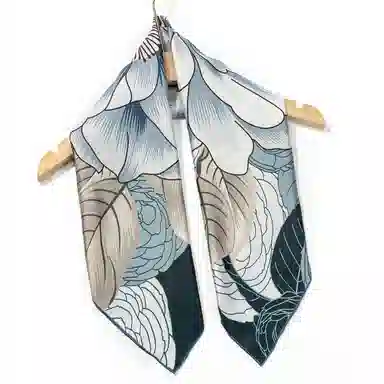 一米画纱 中式国风高雅山茶花系列斜纹中方巾双面西装领巾优雅 桑蚕丝 丝巾 女款