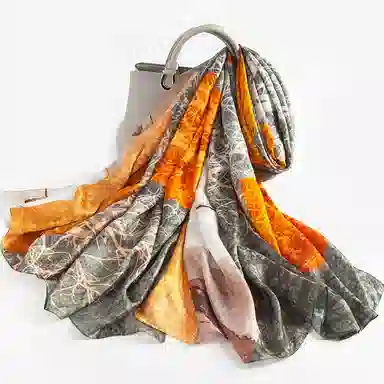 一米画纱 国风古典花卉真丝高级感提花浪漫色彩长巾外出轻盈飘逸披肩 桑蚕丝 丝巾 女款