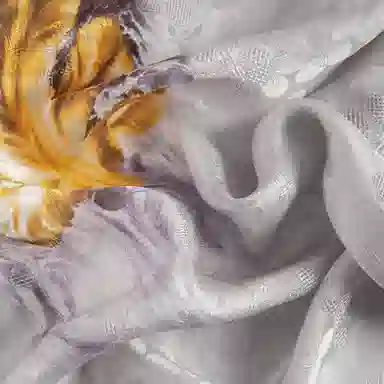 一米画纱 国风古典花卉真丝高级感提花浪漫色彩长巾外出轻盈飘逸披肩 桑蚕丝 丝巾 女款