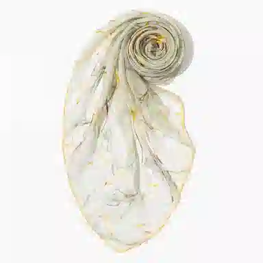 一米画纱 清新飘逸气质外搭披肩大方巾优雅亲肤外出真丝雪纺喷绘防晒 桑蚕丝 丝巾 女款