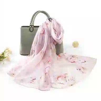 一米画纱 田园花卉轻盈飘逸中式浪漫雪纺真丝沙巾丝滑细腻披肩 桑蚕丝 丝巾 女款