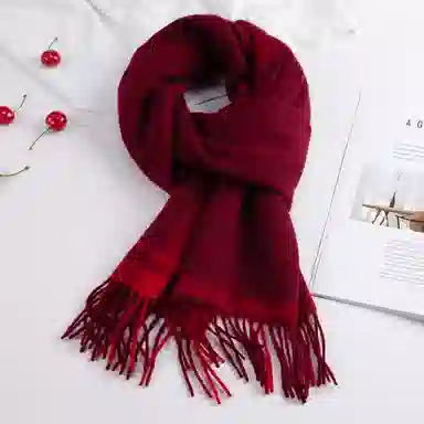 一米画纱 柔软触感经典格纹加厚保暖舒适格子条纹撞色流苏 山羊绒 绒线围巾 男女同款情侣款