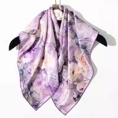 一米画纱 中式古典花园系列复古花萝方巾外搭出游气质国风双面双色 桑蚕丝 丝巾 女款