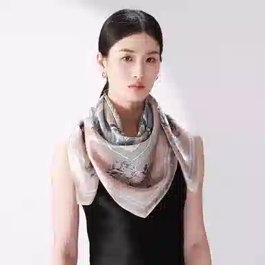 一米画纱 婉约江南中式真丝大方巾时尚印花舒适独特图案优雅百搭 桑蚕丝 丝巾 女款