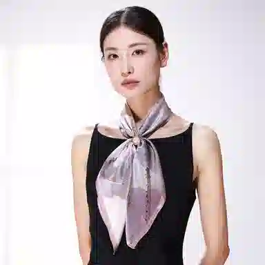 一米画纱 丝绸质感花卉图案国风印花真丝方巾踏青郊游装饰领巾拍照搭配 桑蚕丝 丝巾 女款