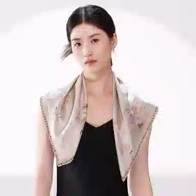 一米画纱 中式古典花园系列复古花萝方巾外搭出游气质国风双面双色 桑蚕丝 丝巾 女款