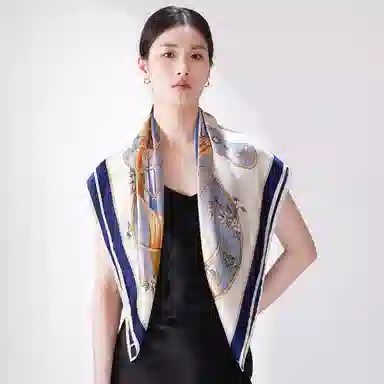 一米画纱 婉约江南中式真丝大方巾时尚印花舒适独特图案优雅百搭 桑蚕丝 丝巾 女款