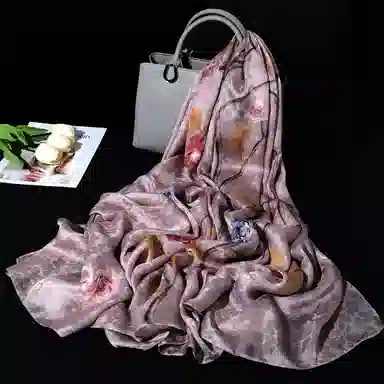 一米画纱 国风古典花卉真丝高级感提花浪漫色彩长巾外出轻盈飘逸披肩 桑蚕丝 丝巾 女款