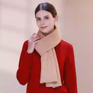 一米画纱 简约可爱舒适时尚加厚针织保暖纯色小巧防风防寒脖套外搭大衣 绵羊毛 绒线围巾 男女同款情侣款