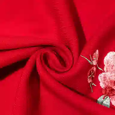 一米画纱 中式古典国风花卉贴花结婚喜宴亲肤防风保暖披风优雅精致外搭 绵羊毛 披肩 女款