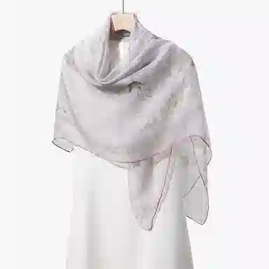 一米画纱 清新飘逸气质外搭披肩大方巾优雅亲肤外出真丝雪纺喷绘防晒 桑蚕丝 丝巾 女款