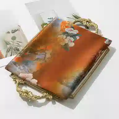 一米画纱 古典国风精致优雅迷梦迷情双层真丝高档气质长款披肩 桑蚕丝 丝巾 女款